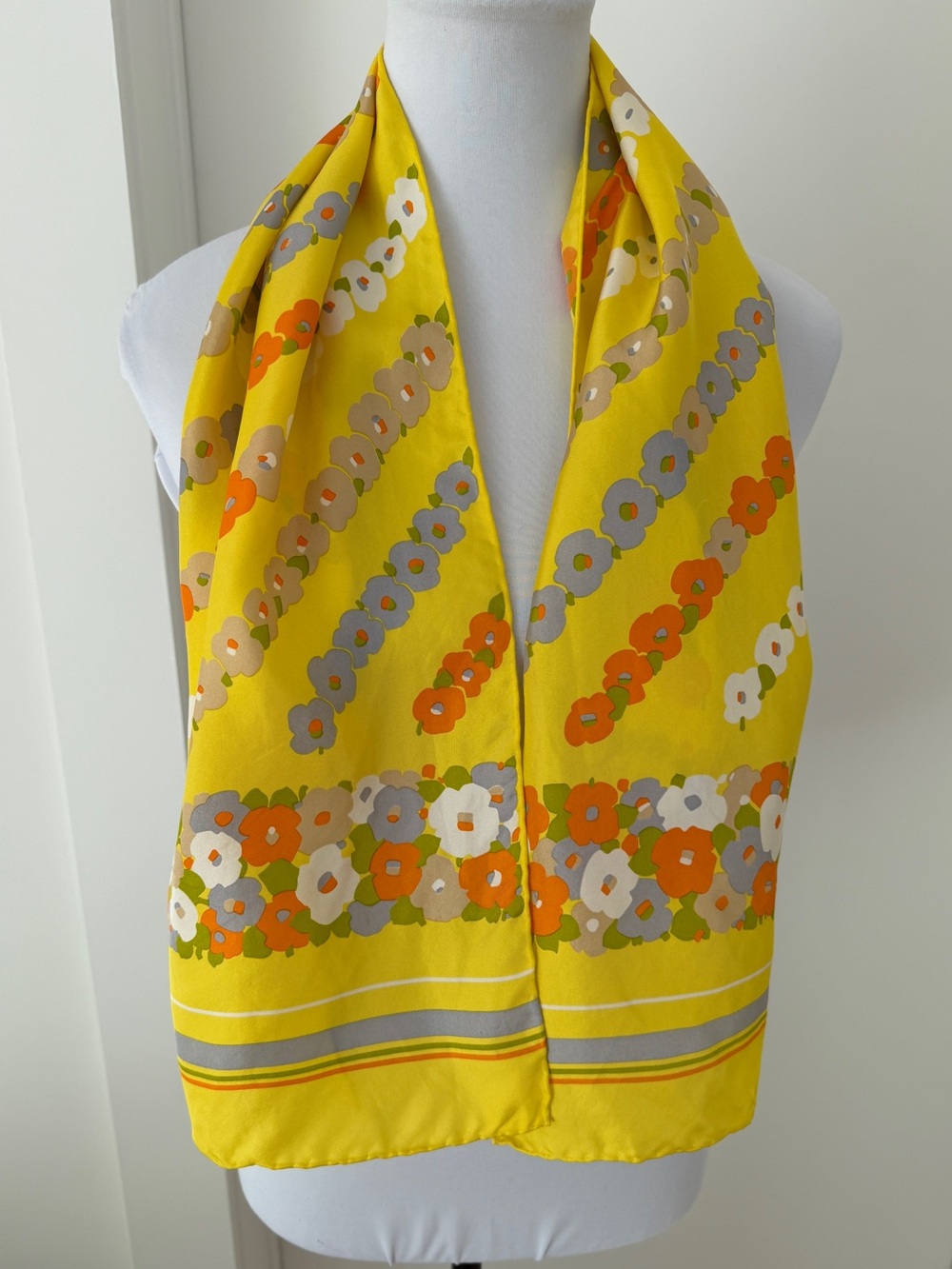ECHO Signed Oblong Scarf Vibrant Abstract Floral Hand Rolled Hem Summer Foulard